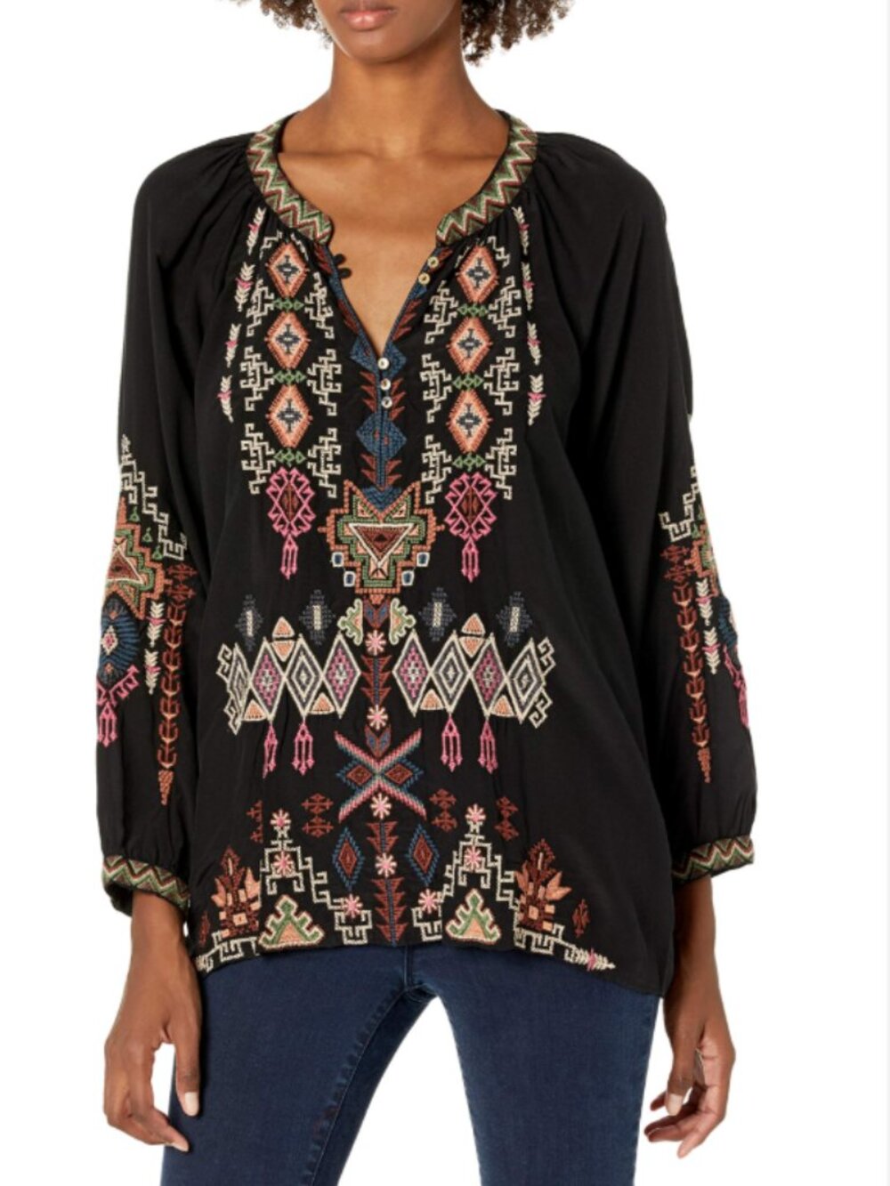 Johnny Was "Yadani Malta" Silk Blouse - Sz Large